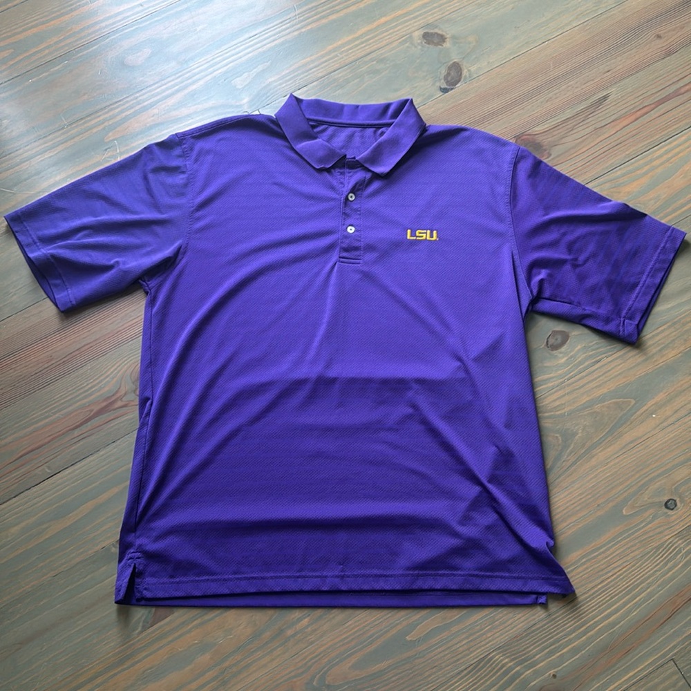 LSU polo style shirt for men Purple Gold
